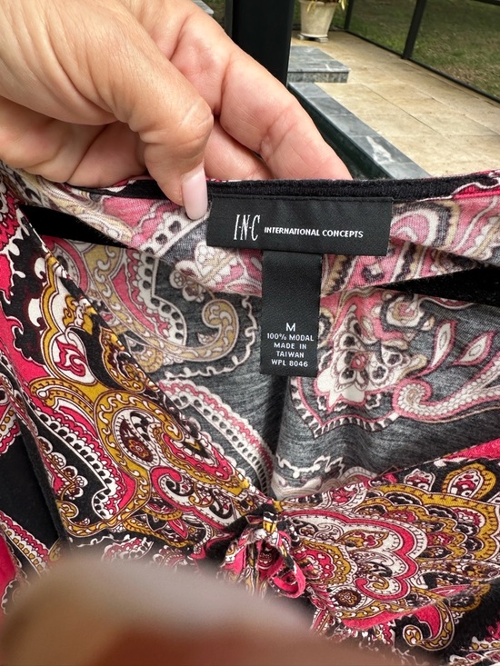 INC International Concept Women's Paisley 3/4 Sleeve MED with elastic empire fit - Picture 7 of 10